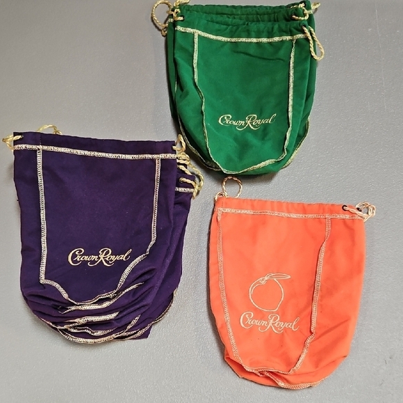 Crown Royal BAGS- Green, Purple, and Orange - Picture 1 of 3